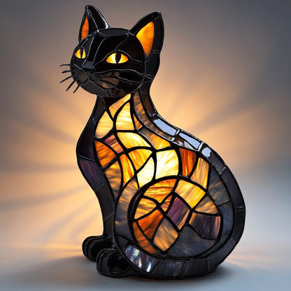 Stained Glass Cat Night Lamp