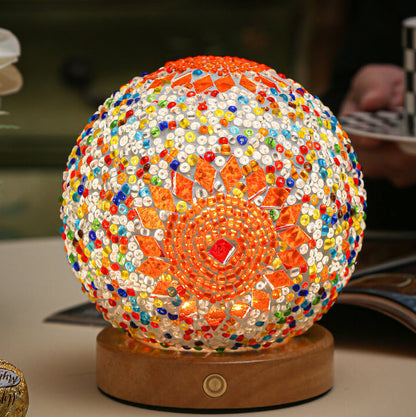 Mosaic Glass Table Lamp | Color-Changing LED Globe Design