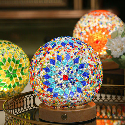 Mosaic Glass Table Lamp | Color-Changing LED Globe Design