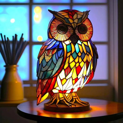 Stained Glass Owl Lamp | Artisan Mosaic Night Light