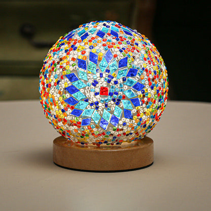 Mosaic Glass Table Lamp | Color-Changing LED Globe Design