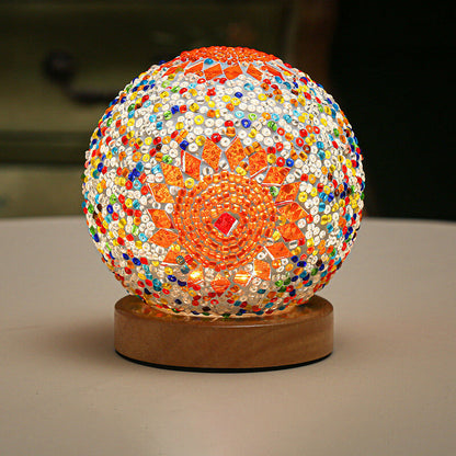 Mosaic Glass Table Lamp | Color-Changing LED Globe Design
