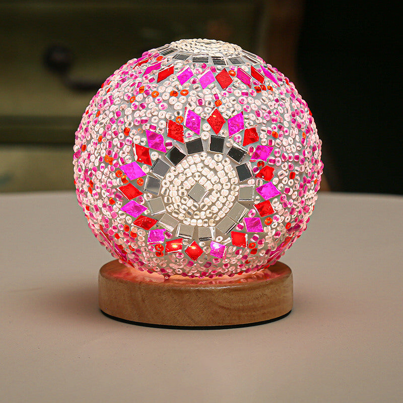 Mosaic Glass Table Lamp | Color-Changing LED Globe Design