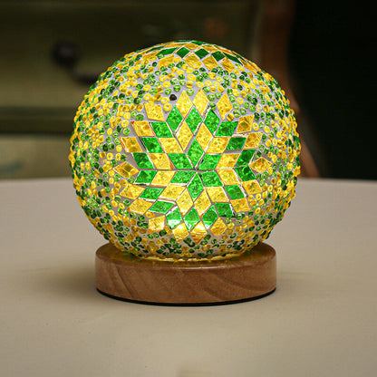 Mosaic Glass Table Lamp | Color-Changing LED Globe Design
