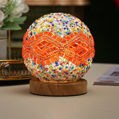 Mosaic Glass Table Lamp | Color-Changing LED Globe Design