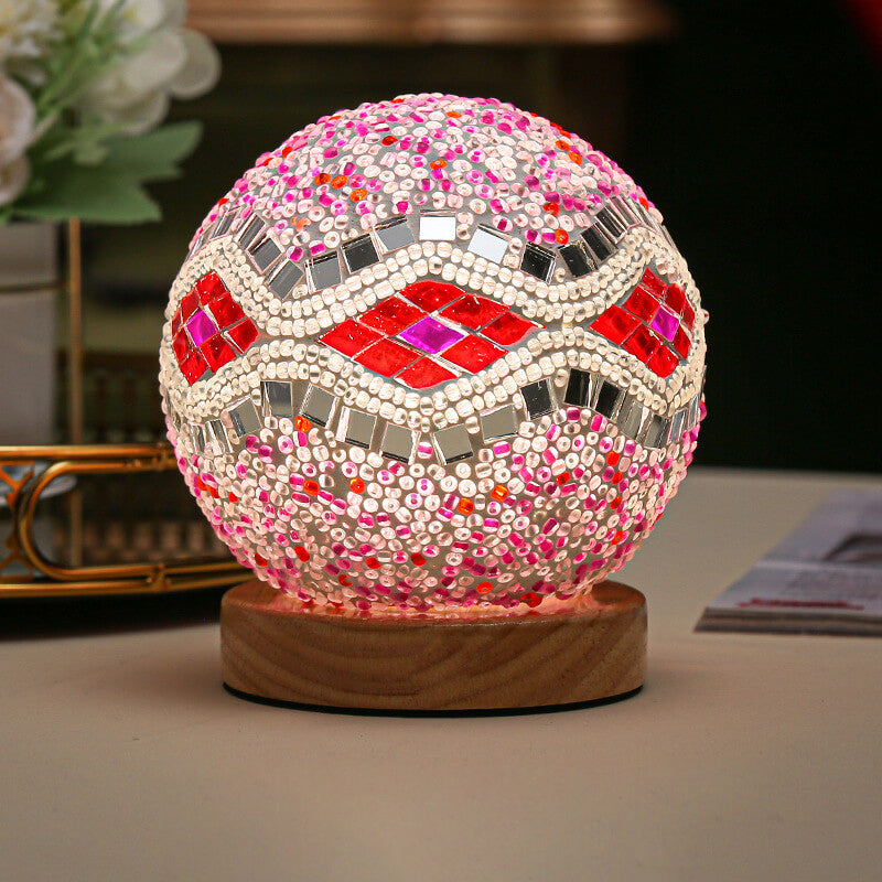 Mosaic Glass Table Lamp | Color-Changing LED Globe Design