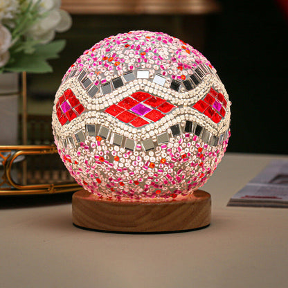 Mosaic Glass Table Lamp | Color-Changing LED Globe Design