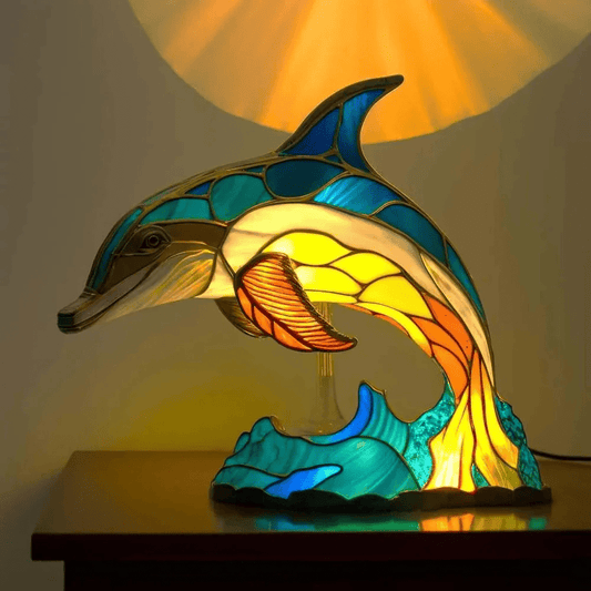 Decorative lamp in colored glass with resin base | Virelle Maison