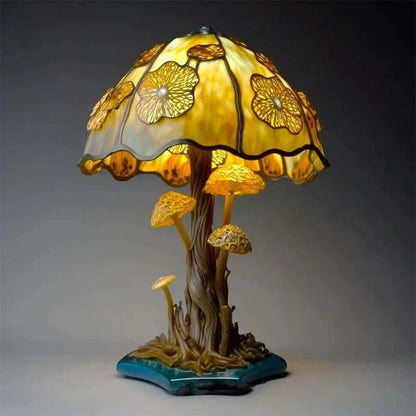 Stained Glass Table Lamp | Mushroom Floral Art Design