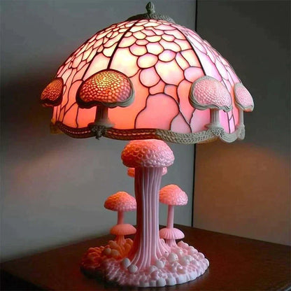 Stained Glass Table Lamp | Mushroom Floral Art Design