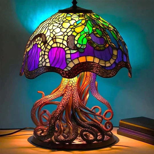 Stained Glass Table Lamp | Mushroom Floral Art Design